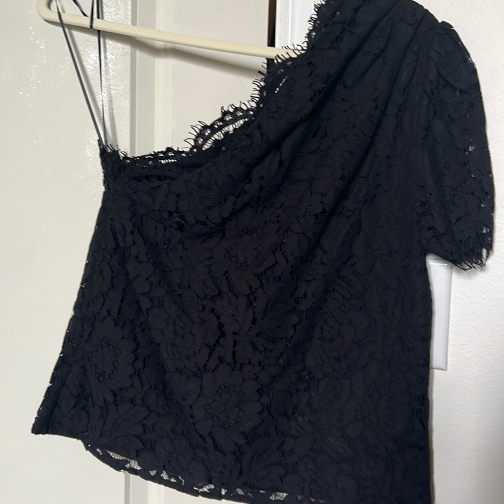 Generation Love NWT black lace one shoulder short sleeve top
